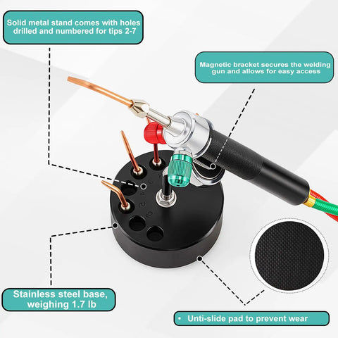 Heavy Duty Acetylene Jewelry Torch Stand With Magnetic Base Pro Grade Non Slip Welding Torch Holder and tip storage holes
