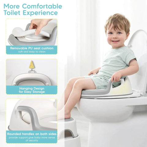 Toddler Potty Training Seat And Step Stool Two In One Frame With Anti Slip Base Curved Support Backrest Splash Guard Making Pee Time Way Less Hectic And A Total Game Changer For Busy Parents