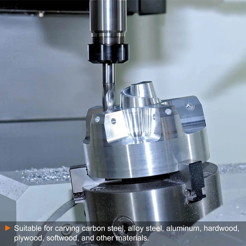 Ball Nose End Mill Four Flute Tungsten Carbide Spiral CNC Router Bit Single End With One Quarter Inch Shank One Inch Cutting Length ZRN Coated For Precise Carving Engraving Grinding And Detail Finishing Pro Grade in use on metal
