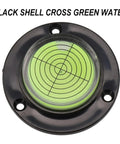 For Bullseye Bubble Level, Round Circular For Spirit Vial, Alignment Tool with black shell and cross green water design.
