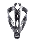Fly Heavy Duty Bike Water Bottle Cage Built From Solid Abs Showing Off A Badass Carbon Fiber Aesthetic, front view.