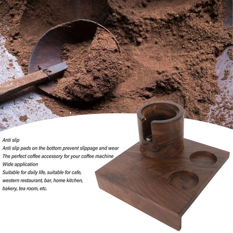 Heavy Duty Wooden Knock Box And Espresso Tamper Station Delivers Smooth Operator Vibes Straight To Your Kitchen Counter with tamper, anti-slip base.