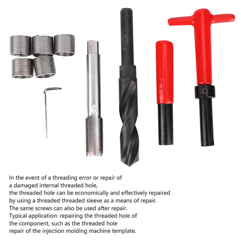 Thread Repair Kit 10Pcs M18x1.5 Stainless Steel Threaded Inserts, drill bit, and tools for car and aluminum repairs