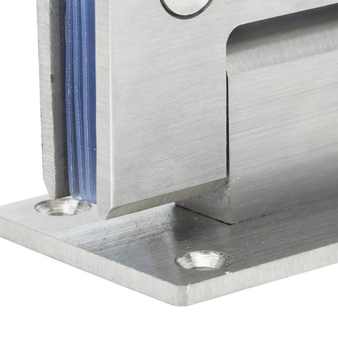 Close-up of 304 stainless steel Beefy 90 Degree Glass Door Hinges for Frameless Showers, showing secure mounting detail