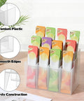 Three Tier Drink Packet Organizer Rack With Twelve Compartments Sugar Packets Powdered Drink Mix Holder on kitchen counter