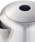 Top view of Fast Boil Electric Kettle For Tea And Coffee, Stainless Steel BPA Free, 1 Liter Capacity, 1500W, black and silver design.