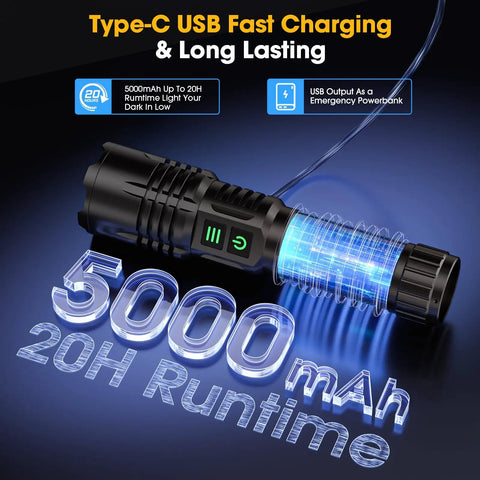 Rechargeable UV Blacklight Flashlight With High Lumens For Pet Pee Detection And Resin Curing Zoomable Waterproof Tactical LED Light