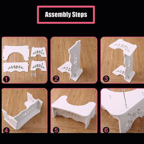 Assembly instructions for Ergonomic Squatting Toilet Stool For Adults, Sturdy Detachable Wood Plastic Composite Step Stool.