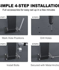 Simple 4-step installation guide for Built Like A Tank Black Galvanized Steel Handrails For Outdoor Steps.