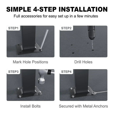 Simple 4-step installation guide for Built Like A Tank Black Galvanized Steel Handrails For Outdoor Steps.