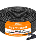 DOT Approved PA12 Nylon Pneumatic Tubing One Quarter Inch Outer Diameter Air Line for Semi Trucks Trailers and Industrial Air Systems Five Hundred Feet Long 152 M Heavy Duty All Purpose High Temperature Flexible Corrosion Resistant SAE J844 Ready, coiled with cutting tool