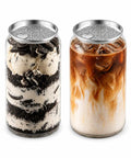 Clear 11oz Plastic Can Cups With Aluminum Lids For Automatic Seaming Machine, 200 Pack PET Beverage Cans with dessert and iced coffee