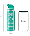 Keyboard Cleaner Air Spray For Computers And Electronics 10oz Can Duster next to smartphone for size comparison