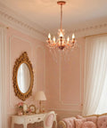 Pink Crystal Chandelier For Girls Room Kid Friendly 5 Light Small Kids Chandelier With Durable Acrylic Crystals For Bedroom Or Nursery Decor