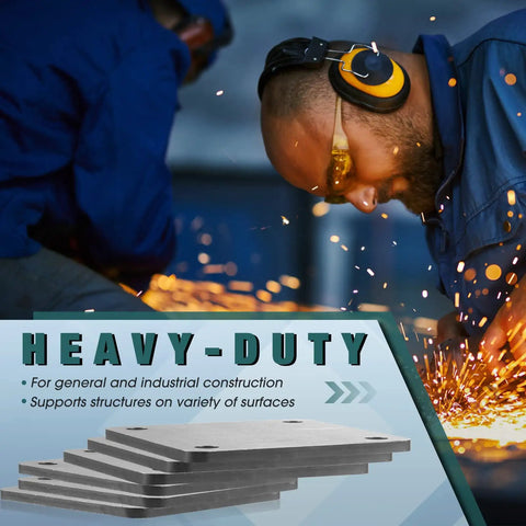 Eight Piece Five By Five Inch A36 Steel Plates One Quarter Inch Thick With Four Holes Hot Rolled Weldable Square Metal in use at workshop