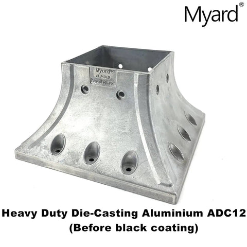 Beefy Aluminum Deck Post Base Cover Flange With Screws For 4x4 Posts Fits 3.5x3.5 Actual Black ideal before coating