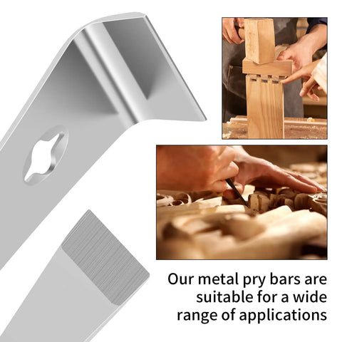 Four Piece Pry Bar Scraper Set With Stainless Steel Flat Pry Tools for Remodeling and Applications