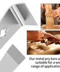 4 Piece Pry Bar Scraper Set With Dual End Flat Pry Bars Nail Puller Crowbar shown in various DIY applications