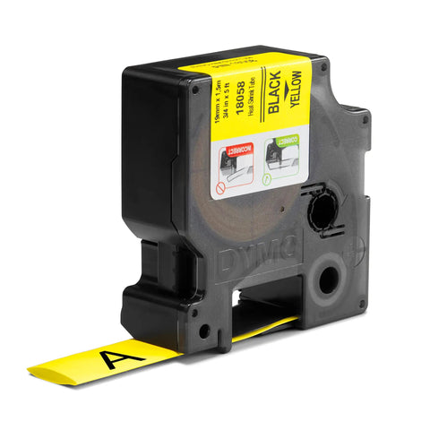 Hardcore Heavy Duty Heat Shrink Cable Label Tubes 19Mm Polyolefin Wrap With Triple Shrink Ratio featuring black on yellow label tape.