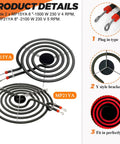 MP22YA Electric Range Burner Element Unit Set Upgraded 2026 Replacement Kit For Most Major Stoves Includes 2x MP15YA and 2x MP21YA burners