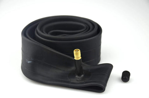 Heavy Duty 26 Inch Bike Tube Set 26x1.75, 26x1.95, 26x2.10, 26x2.125 coiled with Schrader valve visible