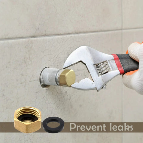 Two Pack Half Inch Brass Blanking Caps With Gasket being installed on pipe for plumbing fittings