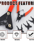 Heavy Duty Auto Clutch Holding Tool Kit With Adjustable Clutch Holder Snap Ring Pliers 4 Interchangeable Jaws visible on white background