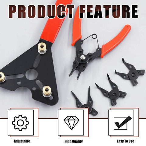 Heavy Duty Auto Clutch Holding Tool Kit With Adjustable Clutch Holder Snap Ring Pliers 4 Interchangeable Jaws visible on white background