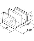 Heavy Duty Clear Acrylic Shower Door Bottom Roller Guide For Frameless Glass Doors dimensions sketch with measurements included.
