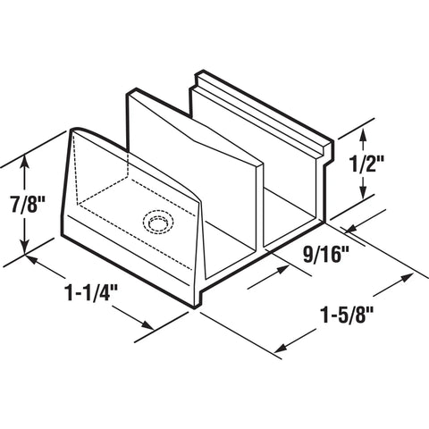 Heavy Duty Clear Acrylic Shower Door Bottom Roller Guide For Frameless Glass Doors dimensions sketch with measurements included.