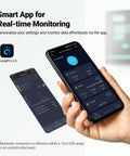 Smartphone displaying Bluetooth app for 100 Amp MPPT Solar Charge Controller for 12V to 48V Systems