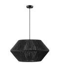 One Light Modern Twine Pendant with Matte Black Canopy and Shade, Natural Jute Twine, Hygge Inspired Hanging Light for Kitchen