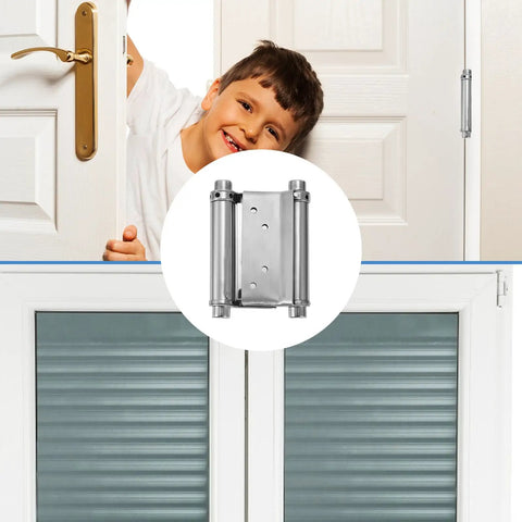 Double Action Spring Door Hinges 2 Pack Stainless Steel Heavy Duty Butt Hinges With Smooth Operation showing reversible swing application