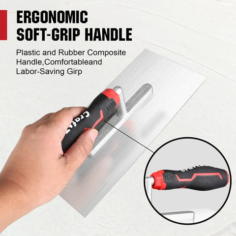 11-Inch By 5-Inch Stainless Steel Flat Finishing Trowel With Soft Grip Handle for Smoothing Mortar, Plaster, Drywall, Cement, Tile.