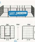 Heavy Duty Dog Playpen 32 Inch Indoor Outdoor With 16 Panels, Portable Metal Exercise Pen With Door, foldable design diagram