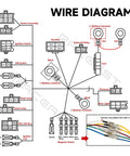 Wiring diagram for All In One ATV Wiring Harness Kit for 50cc 70cc 90cc 110cc 125cc Quads and Go Karts with 6 Pole Stator CDI Spark Plug Relay