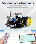 Microbit 2WD Robot Car Kit For Microbit V2 And V15 With Ultrasonic Sensor And MakeCode Graphical Coding DIY Programmable STEM Car For Teens And Adults For STEM Projects, app and IR control