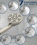 High Pressure Dual Shower System With Handheld And Fixed Heads 2 In 1 Shower Combo 7 functions brushed nickel close-up