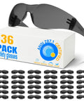 Bulk Pack Of Thirty Six Ansi Z87.1 Certified Safety Glasses With Heavy Duty Scratch And Impact Resistant Gray Lenses Dang Solid Protective Eyewear, showing 36 pairs.