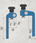 Universal Pro Grade T Track Set dimensions and profile diagram