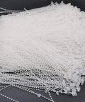 5 Inch Security Beaded Loop Ties Plastic Price Tag Fasteners Adjustable Pin Lock Merchandise Seals For Clothing Shoes And Luggage 1000 Pack White, close-up view showing multiple plastic ties.