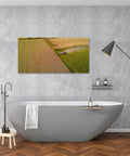 Canvas Wall Art Paintings Harvester Scene With Golden Ripe Corn Harvesting By A Combine Machine Framed Stretched Artwork Ready To Hang For Living Room Bedroom Office Decor 20x40 Inch Farm Vibe
