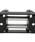 Beefed Up Heavy Duty Winch Roller Fairlead 110mm Hole Distance Galvanized Cable Guide For ATV Truck Or Off Road Use Reduces Friction And Wear Extends Winch Cable Life With Universal Mount Fit, black galvanized steel roller fairlead front view