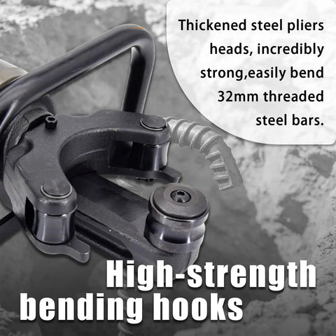 Thickened steel pliers heads of Heavy Duty Portable Electric Rebar Bender With 1200W Copper Motor Bends Steel Rods From 8 To 22 Mm.