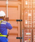 Worker checking cargo box with 4 Pack Flexible Rubber Draw Latch Concealed Keeper Secure Storage Installation