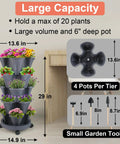 Vertical Planter Tower Five Tier Stackable Garden Planters With Lockable Wheels for large capacity planting indoors or outdoors.