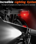 Compact Folding Electric Bike For Adults With A 500W Motor Up To 25 MPH And A 35 Mile Range, LED lighting system view