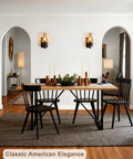 Rustic Farmhouse Wall Sconce Lighting With Vintage Kerosene Lamp Shape glass shade in modern dining room, matte black finish
