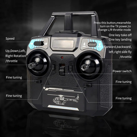 Remote control for C186 RC Helicopter 4 Channel No Ailerons For Beginners With 6 Axis Gyro Stabilization Altitude Hold