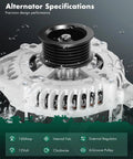 Beefed Up 160 Amp High Output Alternator Replacement for Chrysler Town and Country front view showing 6-groove pulley
